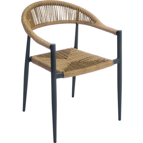 Moia Greenwood Poltrona Milano Alluminio Antracite Corda Paglia Contract