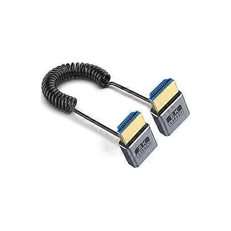 Câble d'extension vidéo spiralé 8K@60Hz 48Gbps (version 2.1) pour le streaming vidéo 1080p (vers le haut)
