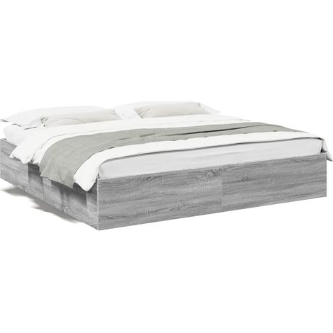Maison Exclusive - Bettgestell Grau Sonoma 200x200 cm Holzwerksto (1/5)