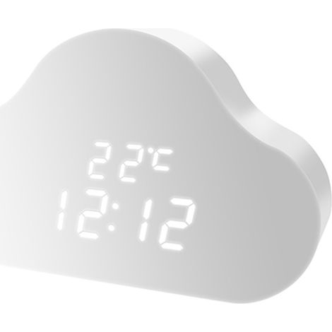 Reloj despertador LED de madera maciza con control por voz, reloj digital, indicador de temperatura, triple alarma, 160 x 102 mm (1/5)