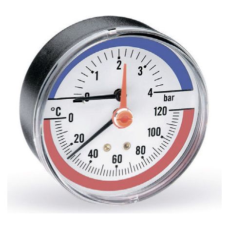 Thermomanometer F+R 818 R80/120 °C, 0–4 bar mit rückseitigem 1/2-Zoll-Anschluss