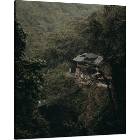 Leinwanddruck Naturhaus in den Bergen 80x100 cm