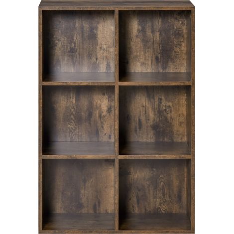 SixCube Bookcase Rustic Brown Wood Effect (1/5)
