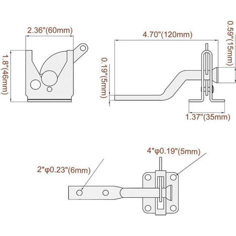 Verrou de Portail Automatique en Métal avec Serrure à Boulon et Loquet en Acier à Gravité pour Clôture de Jardin Noir (1/5)