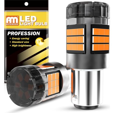 P21/5W 1157 BAY15D Ampoules LED Canbus Sans Erreur 5000LM 12V 24V Jaune Ambré 1016 2057 2357 pour Voiture Feu de Recul Stationnement Arrière Freinage Clignotant, 2 Pièces (1/5)