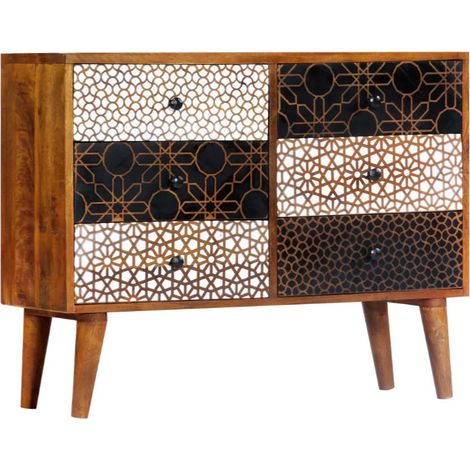 Commode 6 tiroirs manguier massif foncé Roman (1/5)