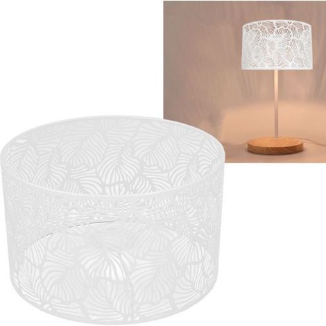 BelleRise – Durchbrochener Metalllampenschirm – XL weißes Blattwerk – kunstvolle Schattenspiele – Wohnzimmer oder Eingangsbereich – Ø 25 cm (1/5)