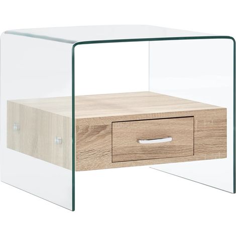 vidaXL Couchtisch mit Schublade 50x50x45 cm Hartglas (1/5)