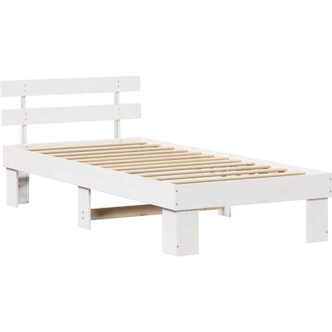 Lit simple,Lit adulte,Cadre de lit avec tête de lit Blanc 90 x 200 cm CFW2359622 (1/5)