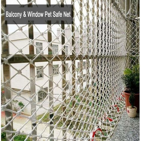 Rete di sicurezza 3x2 m per balconi, scale e terrazze - Adatta a gatti e bambini - Maglia da 5 cm - Include 100 fascette in plastica (3,6x15) (1/4)