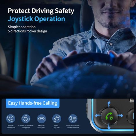 Trasmettitore FM Bluetooth 5.3 per auto, [PD 20W + QC 3.0] [Microfono migliorato e bassi HiFi], adattatore per accendisigari, caricabatterie, supporta Siri e Google Assistant in modalità vivavoce. (1/5)