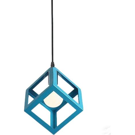 Suspension Luminaire Moderne Suspension Lustre En Forme De Cube Plafonnier Rétro Vintage Bleu Clair (1/5)