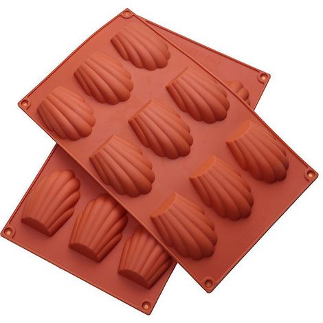 (9 Cavits,brun)moule Mini Madeleine Silicone 2 Pices, Moule Madeleine Antiadhsifs Moule Madeleine Pour Mousse Chocolat Muffin Pudding (1/5)