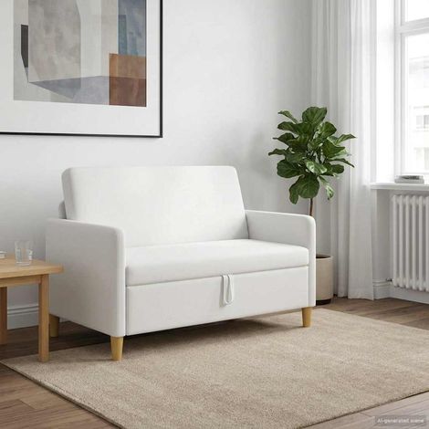 vidaXL Divano con Storage Bianco 122 x 78 x 87 cm Poliestere (1/5)