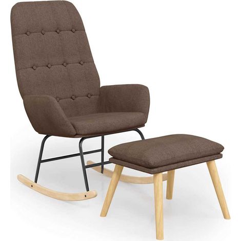 Maison Exclusive - Schaukelstuhl mit Fußhocker Taupe Stoff (1/5)