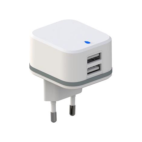 Caricatore compatto con 2 porte USB - 5 V - 4,8 A max - 24 W max - Bianco (1/3)