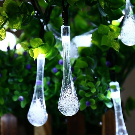 (Perles LED blanches 4m20) Lampe solaire de jardin LED étanche en forme de pois, adaptée aux fêtes de Noël et aux décorations de mariage. (1/5)