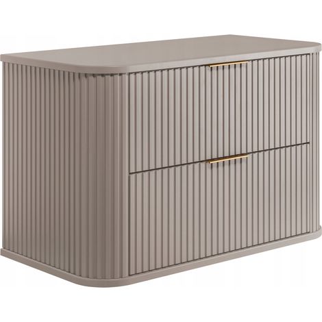 Rodan Waschbeckenunterschrank Elegance 80 cm, Beige Matt und Holz, 41,5 x 80 x 51,7 cm, feuchtraumgeeignet, Badmöbel Unterschrank