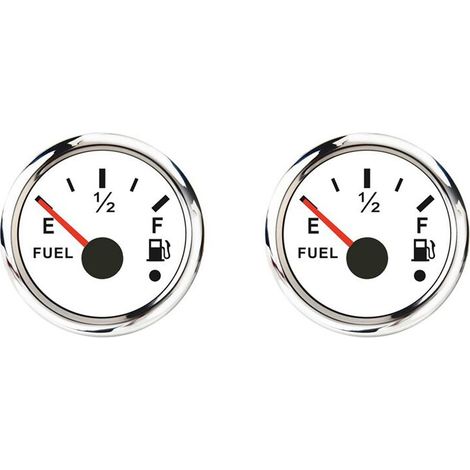 Adatto per indicatori di livello carburante da 52 mm, 0-190 ohm commutabile a 240-33 ohm, indicatore di livello carburante impermeabile, adatto per automobili e navi, con funzione di allarme, bianco.