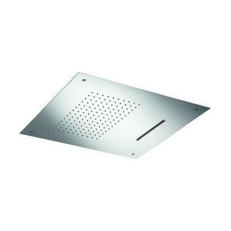 POMME DE DOUCHE PLAFOND ENCASTRE 50CM CARREE PLUIE+CASCADE 100 % INOX - CRISTINA ONDYNA PD38128 (1/2)