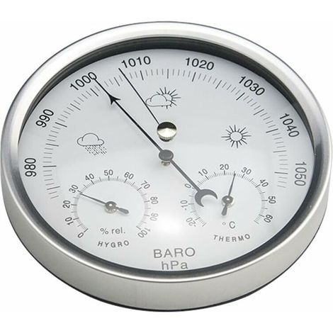Analoge Zifferblatt-Barometer-Wetterstation mit Thermometer, Hygrometer, Luftdruckmessungen, einfach und leicht abzulesen – (1/5)