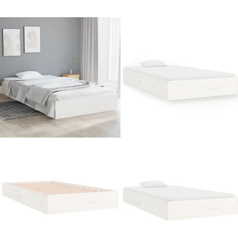 Massivholzbett Weiß 100x200 cm - Holzbett - Massivholzbette - Kiefernbett - Singlebett - Jugendzimmer - Home & Living (1/5)