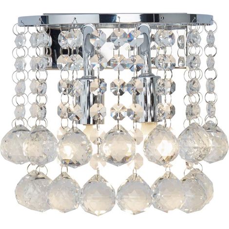 Hanna 2L Applique - chrome métal et cristal transparent