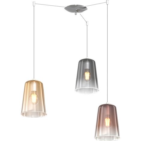 Sospensione Contemporanea Shaded Metallo Cromo Vetro Multicolor 3 Luci E27 (1/3)