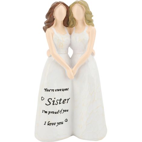 Statue de sœurs se tenant la main, statue en résine sculptée et peinte à la main, cadeau d'amitié pour maman, sœur, épouse, meilleure amie, anniversaire, anniversaire, fête des mères, modèle se tenant (1/5)
