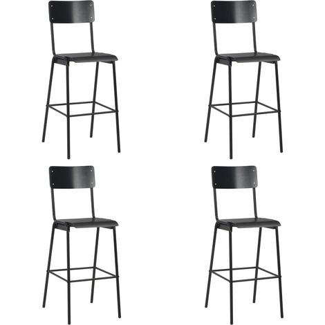 Taburetes de cocina 4 uds madera contrachapada y acero negro