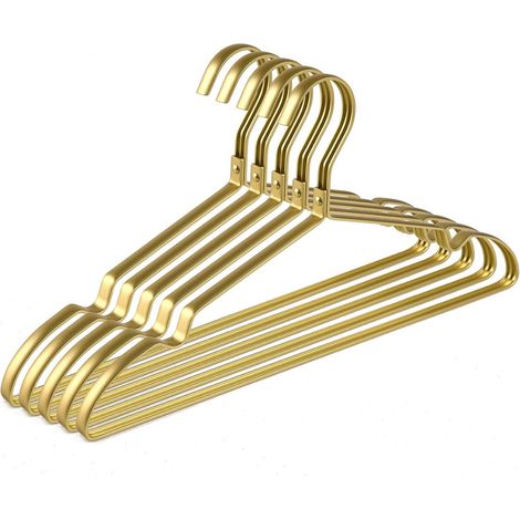Lot de 20 Cintres en Fer Aluminum 42cm, Matte Doré Métal Cintre pour Vêtements Costumes T-Shirts Chemises Vestes Robes, Encoches Antidérapantes, Élégants et de Qualité, Durables JUNJUN (1/5)
