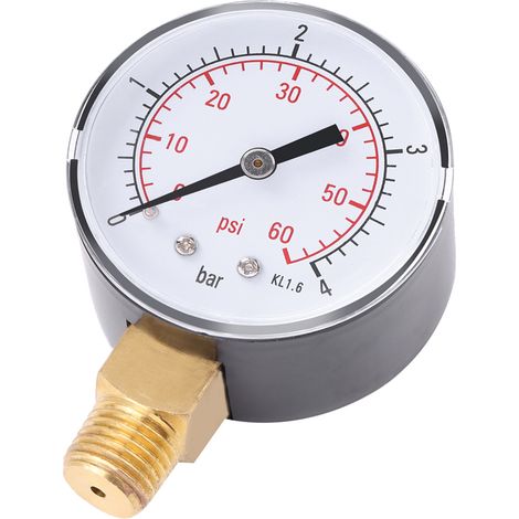 Manomètre miniature (1 pièce) pour carburant, air, huile ou eau, 0-4 bar / 0-60 psi, filetage NPT (1/5)