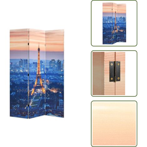 Cloison de séparation pliable 120x170 cm Paris la nuit - Cloison De Séparation - Écran De Dressing - Cloison Amovible - Décoration Murale - Vue Sur Paris (1/5)
