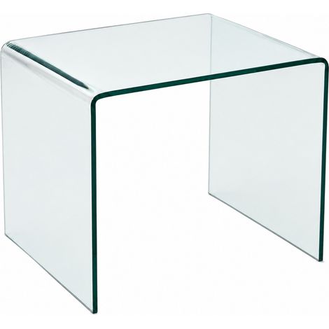 Mesa auxiliar de cristal templado transparente, 50 x 40 x 45 cm (1/5)