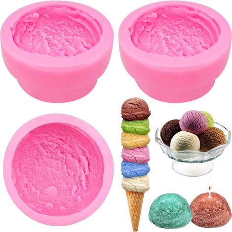 Lot de 3 moules en silicone 3D en forme de boule de glace – Moules hémisphériques pour biscuits et pâtisseries (1/5)