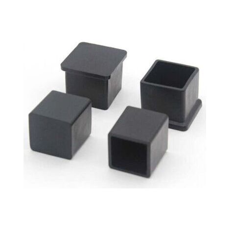 Lot de 10 Embouts de Pieds de Chaise carrés en Caoutchouc antidérapant pour protéger Le Sol des Meubles et des Tables 20 x20 mm, Noir