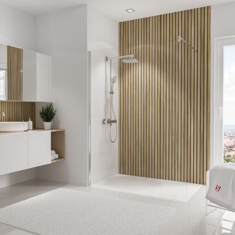Panneau mural 150 x 255 cm Japandi vertical, revêtement pour douche et salle de bain, DécoDesign DÉCOR, Schulte