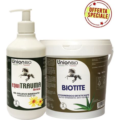KIT TRAUMA: BIO.TITE cretata defaticante 1 kg più Equitrauma 500 ml gel con arnica montana sollievo immediato