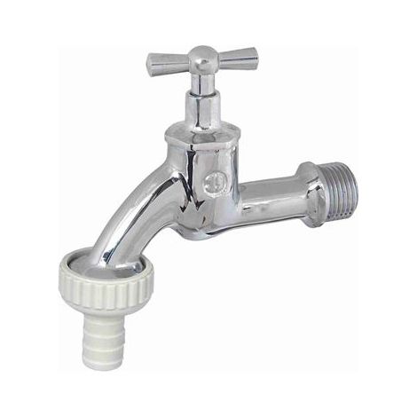 Vanne de décharge JS avec raccord de tuyau, partie supérieure à levier, 3/4", chromé poli (1/3)