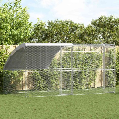 Hühnerkäfig 2 pcs Silber 400 x 200 x 200 cm Stahl und PE (1/5)