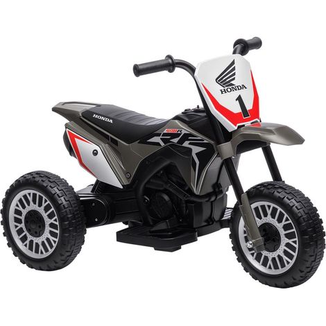 Pour s'amuser dehors avec plus de stabilité, moto électrique enfant Honda CRF450RL grise à 3 roues (1/5)