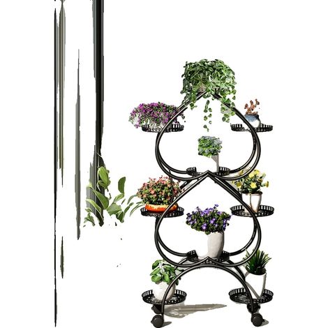 Soporte para plantas, metal/hierro, 9 macetas, 73x30x124 cm, capacidad de carga 5 kg, diámetro de la maceta 25 cm (1/5)