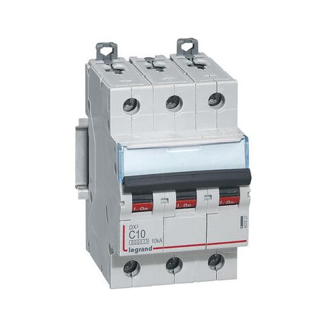 Disjoncteur DX³6000 10kA arrivée haute et départ bas à vis 3P 400V - 10A - courbe C - 407827