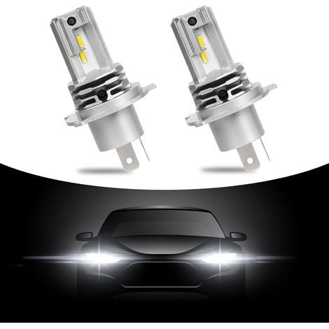 Ampoules H4 LED 6500K blanches – 60W ultra lumineuses – Plug and play 12V pour phares de voiture et moto – Certification IP65-Chrom (1/5)