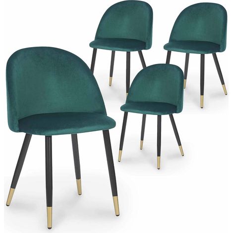 Lot de 4 chaises design en velours vert LYDIA (1/5)