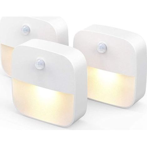 Lot de 3 veilleuses LED avec détecteur de mouvement, éclairage sans fil à piles pour placard, escalier et chambre d'enfant (1/2)
