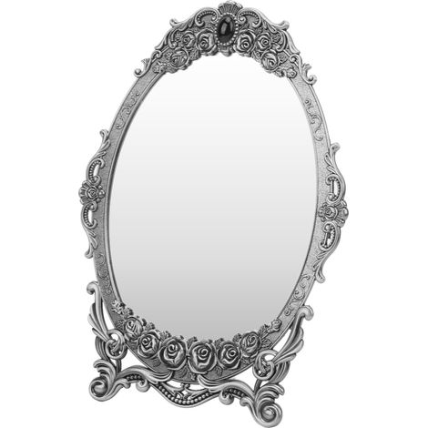 Miroir de table rétro en alliage de zinc, miroir décoratif pour coiffeuse, cadeau, miroir ancien en étain. (1/5)