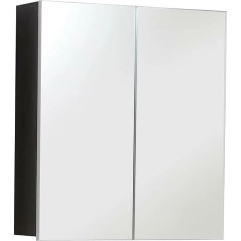 LINE/SKINS - Meuble de salle bain en mélaminé - Armoire de toilette avec miroir. L- H - P : 60 / 67 / 18 (1/4)