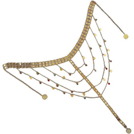 Accessoire de coiffure de mariage fait main : élégant bandeau avec chaînette à pendentifs (style pièces de monnaie) – Modèle FD165 (Couleur standard)