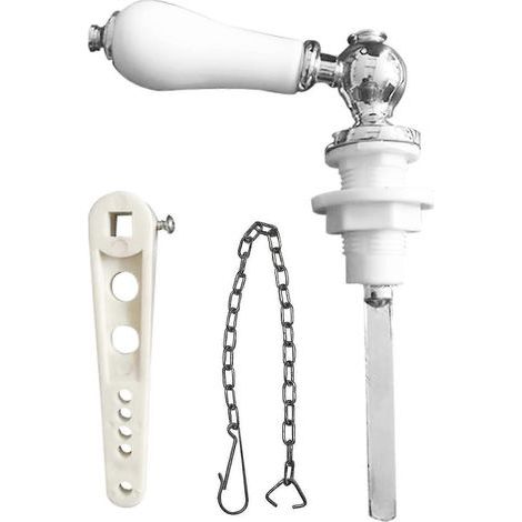 WC avec chasse d'eau à levier en céramique blanche, style victorien (1/4)